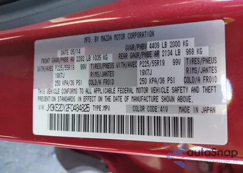 2015 Mazda Cx-5 Grand Touring from USA, damaged, VIN JM3KE2DY2F0484825